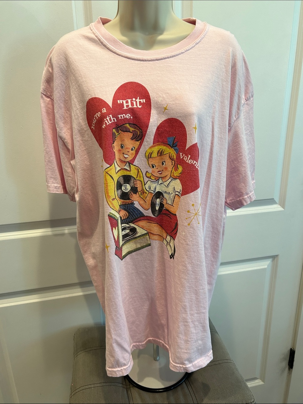 You’re A Hit With Me Valentine Pink Graphic Tee - Vintage Valentine Design GUC